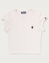 STA PATTERN JACQUARD APE HEAD ONE POINT CROPPED TEE LADIES