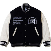 BAPE BY KAZUKI KURAISHI MULTI LOGO VARSITY DOWN JACKET MENS