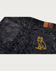 BAPE X OVO NEON 1ST CAMO JACQUARD DENIM PANTS MENS