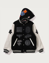 BAPE X SWAROVSKI - DETACHABLE HOODIE VARSITY JACKET MENS