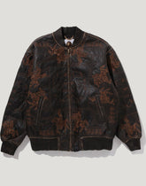 MULTI LOGO QUILTED LEATHER BOMBER JACKET MENS