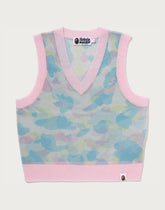 NEW MULTI CAMO METALLIC CROPPED KNIT VEST LADIES
