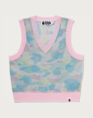 NEW MULTI CAMO METALLIC CROPPED KNIT VEST LADIES