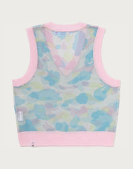 NEW MULTI CAMO METALLIC CROPPED KNIT VEST LADIES