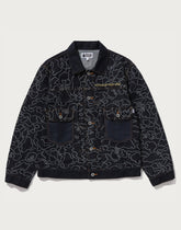 BAPE X OVO NEON 1ST CAMO JACQUARD DENIM JACKET MENS