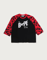 STA PATTERN BAPE STA RAGLAN CROPPED FIT LS TEE MENS