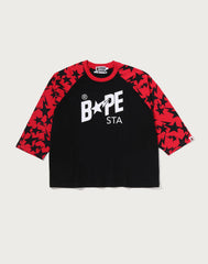 STA PATTERN BAPE STA RAGLAN CROPPED FIT LS TEE MENS