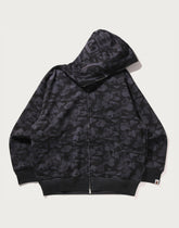 CAMO FAKE PRINT RELAXED FIT SHARK FULL ZIP HOODIE MENS