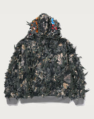 TREE EDGE CAMO LASER CUT CROPPED SHARK FULL ZIP HOODIE MENS