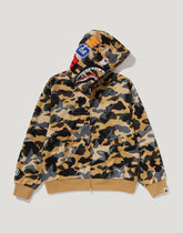 STA OVER PRINT 1ST CAMO MESH SHARK CROPPED FIT FULL ZIP HOODIE MENS