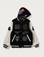 BAPE X SWAROVSKI - DETACHABLE HOODIE VARSITY JACKET MENS