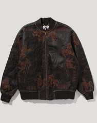 MULTI LOGO QUILTED LEATHER BOMBER JACKET MENS