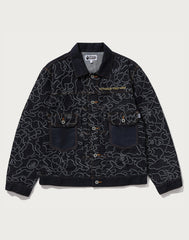 BAPE X OVO NEON 1ST CAMO JACQUARD DENIM JACKET MENS