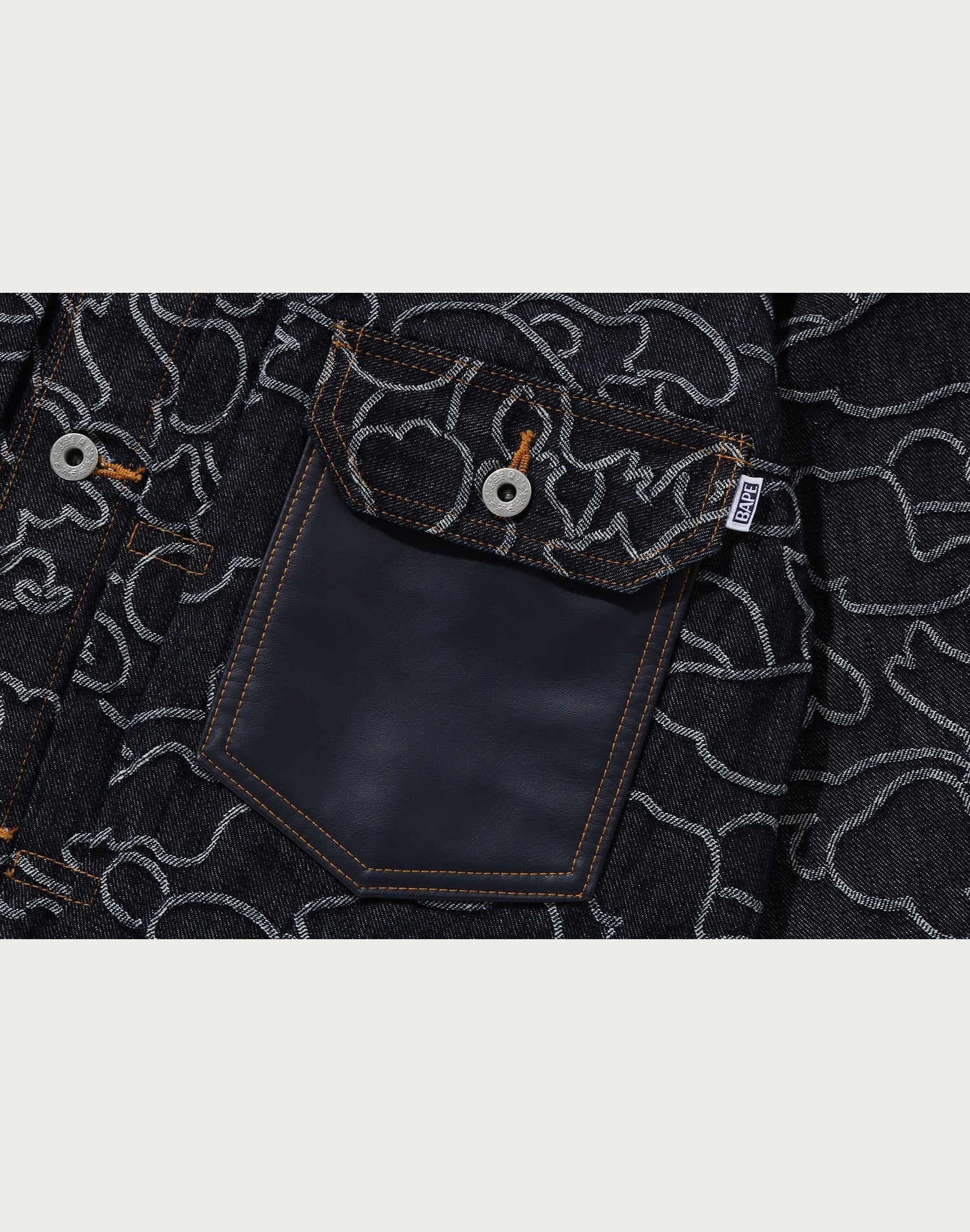 BAPE X OVO NEON 1ST CAMO JACQUARD DENIM JACKET MENS