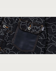 BAPE X OVO NEON 1ST CAMO JACQUARD DENIM JACKET MENS