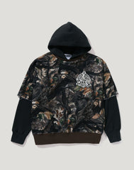 TREE EDGE CAMO LAYERED PULLOVER HOODIE MENS