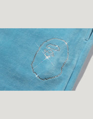 CRYSTAL STONE APE HEAD VELOUR WIDE PANTS LADIES