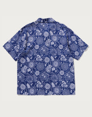 JAPANESE INDIGO ART CAMO OPEN COLLAR SS SHIRT MENS