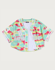 SCREEN CAMO MULTI LOGO BASEBALL SHIRT LADIES