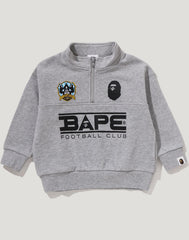 BAPE EMBROIDERY PATCH RELAXED FIT HALF ZIP SWEATSHIRT KIDS