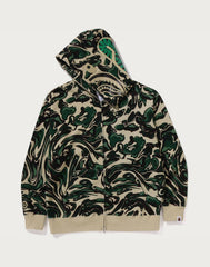 MARBLING CAMO SHARK RELAXED FIT FULL ZIP HOODIE MENS