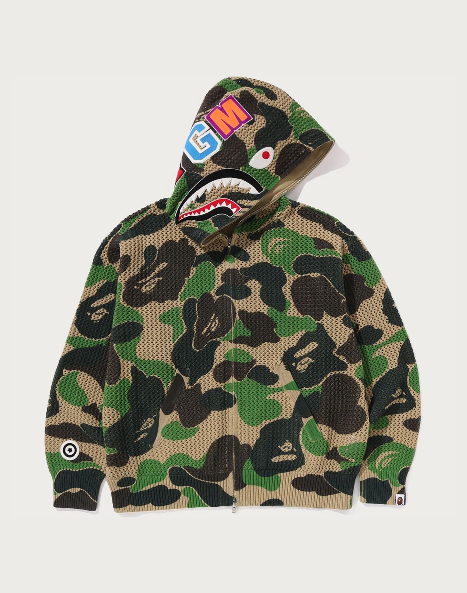 ABC CAMO CROCHET RELAXED FIT SHARK FULL ZIP HOODIE MENS