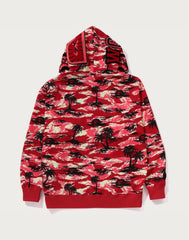 PALM TREE CAMO RELAXED FIT SHARK FULL ZIP HOODIE MENS