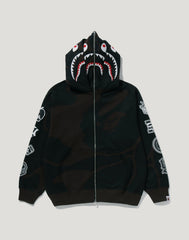 BAPE US BLACK FRIDAY SOLID CAMO DOUBLE SHARK FULL ZIP HOODIE MENS