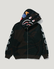 BAPE US BLACK FRIDAY SOLID CAMO DOUBLE SHARK FULL ZIP HOODIE MENS