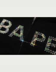 ABC CAMO CRYSTAL LOGO WIDE ZIP HOODIE LADIES