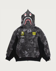 BAPE X CR7 LIFE ALL OVER PRINT LOGO RELAXED FIT SHARK HOODIE MENS