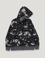 MULTI PIXEL CAMO SHARK REGULAR FIT FULL ZIP HOODIE MENS